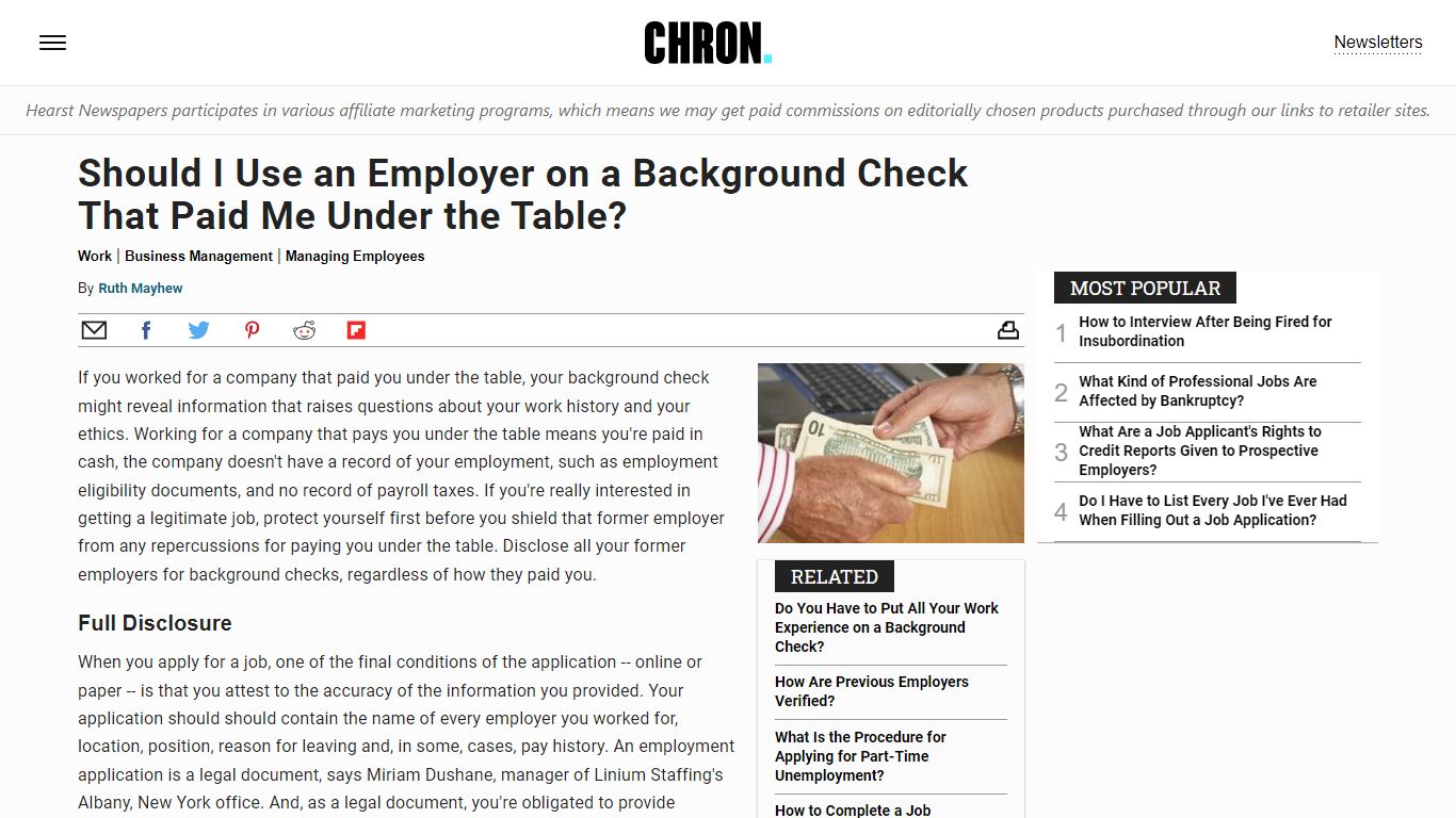 Should I Use an Employer on a Background Check That Paid Me Under the ...